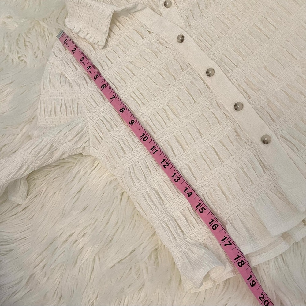 Anthropologie White Ruffled Button-Front Blouse - Picture 13 of 15